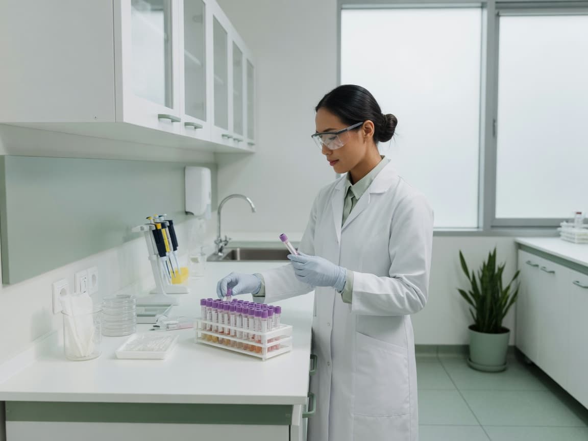 Kỹ thuật viên xét nghiệm trong phòng lab